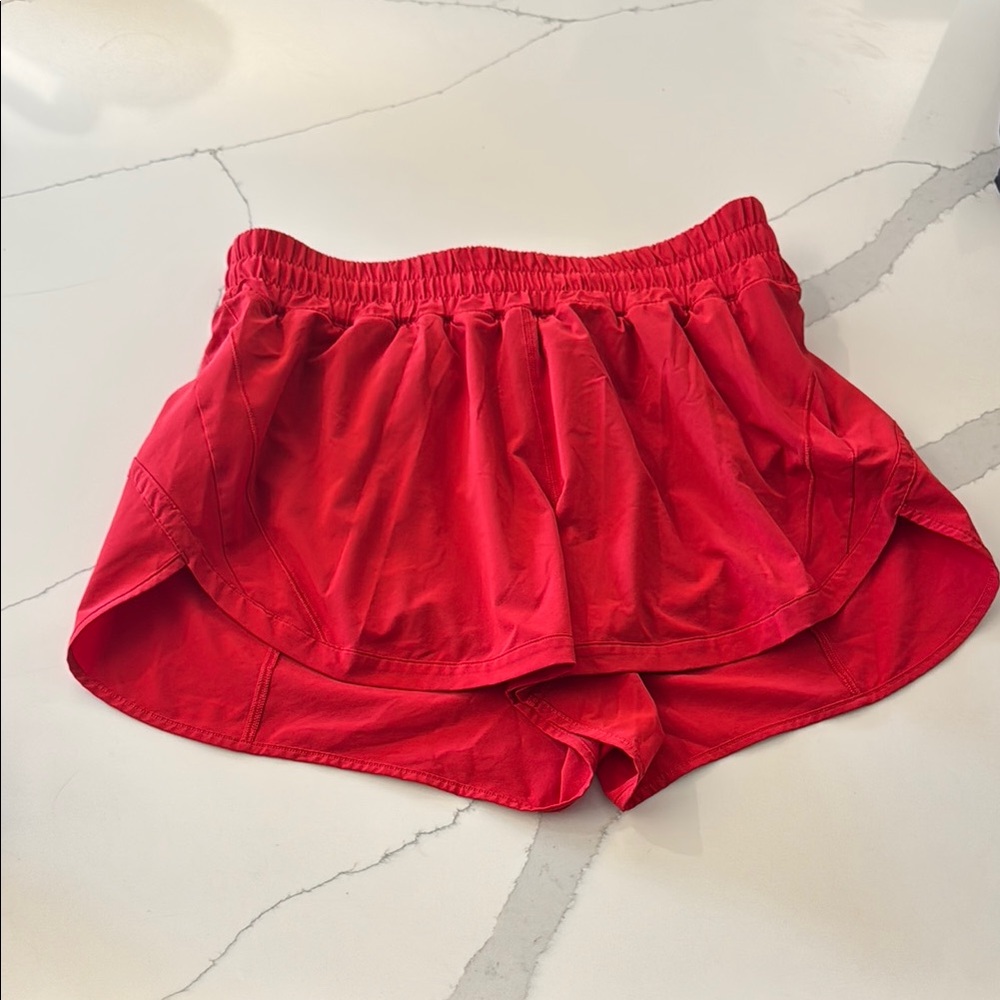 Lululemon Track That High-Rise Lined Short 3" Dark Red Size 10